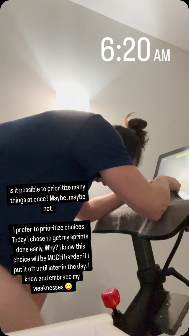 Is it possible to prioritize many things at once? Maybe, maybe not. 

I prefer to prioritize choices. 

Today I chose to get my sprints done early. Why? I know this choice will be MUCH harder if I put it off until later in the day. I know and embrace my weaknesses 😆 

I'm also choosing to make sure I'm present for family time today. We love spending our weekends together so luckily I snuck this in while they were still sleeping...yes we've made progress on the "sleeping in"! 

I'm a mom, business owner, former athlete just trying to live my best life. I'll be 42 in a few weeks and I'm so proud to be in the best shape of my life (yes, including the Olympics). It's taken me all 41 years to learn what works best for me but one constant I know to be true is how much I thrive when I have a coach.  I love providing this same experience for my clients. 

Comment "Coach" below and let's get you in the best shape of your life too.